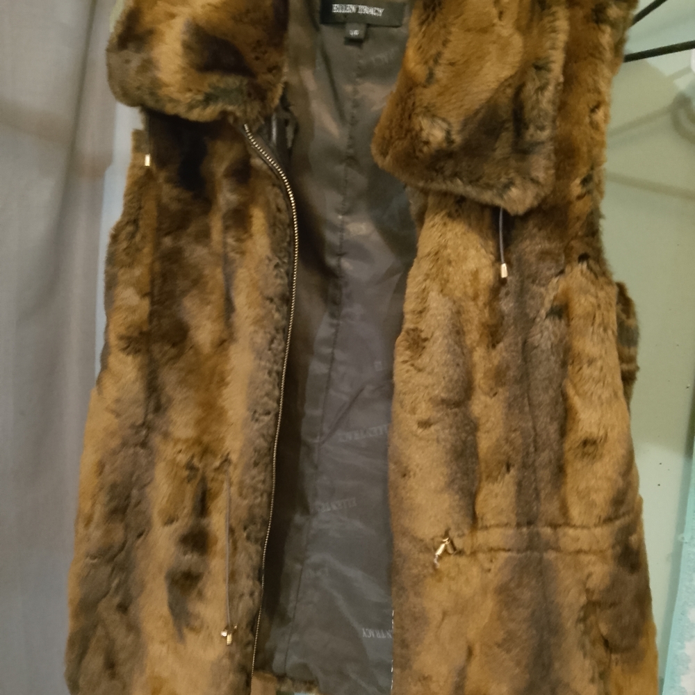 Ellen Tracy Chocolate Faux Fur Vest